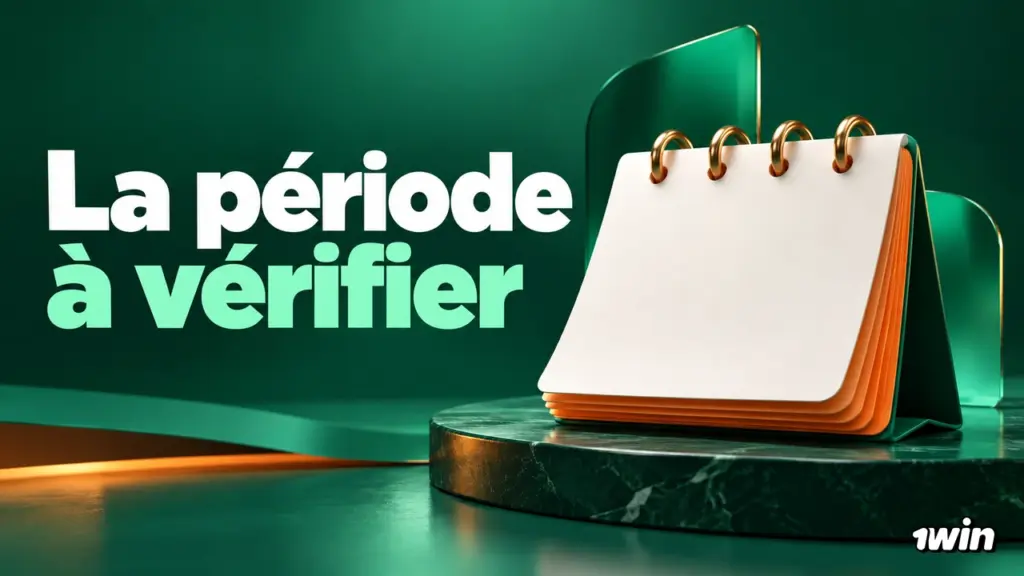 Calendrier vierge sur un socle vert avec un rappel de vérifier la période
