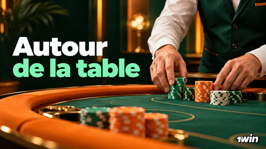 Mains d’un croupier adulte organisant des jetons sur une table verte