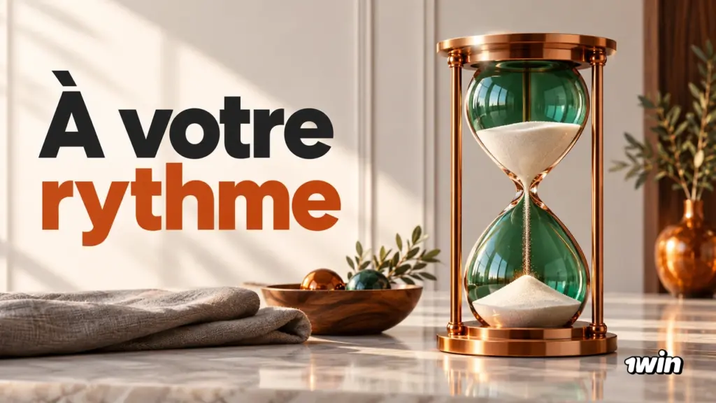 Sablier vert et doré dans un intérieur clair